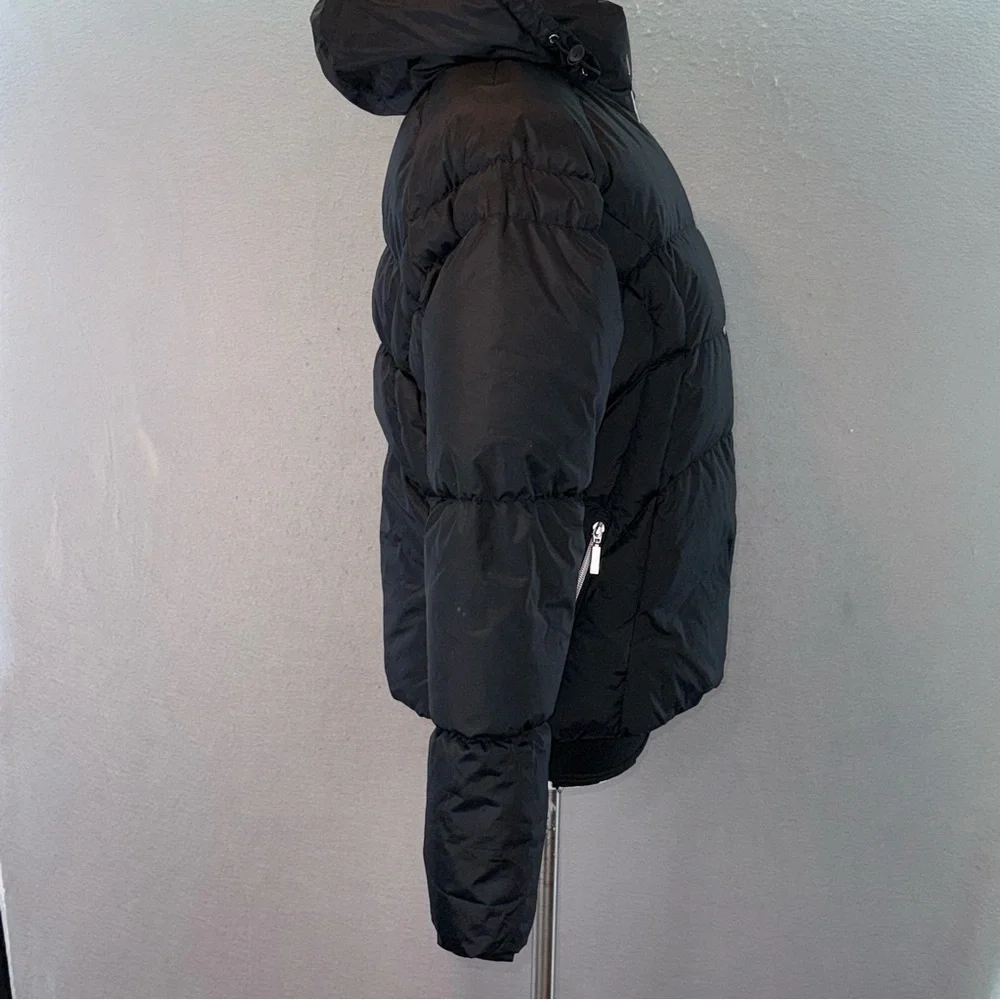 Nike Y2K vintage big girls black down puffer jacket ‎ grey tag  full zip coat L